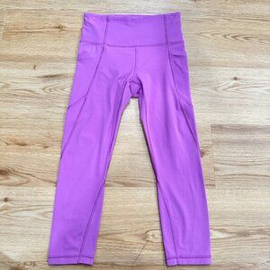 Athleta Pink Purple Salutation Stash Pocket Cropped Leggings Size XS Extra Small